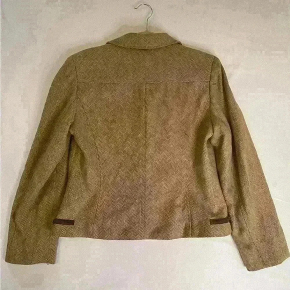 Ann Taylor Wool Tweed Cropped 5 Button Blazer Leather Strap Embellishment 10 - Picture 6 of 7